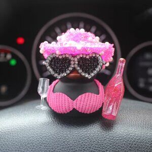 Rubber Duck Black w/Pink Bling Hat & Ready to Celebrate Whimsical Collectable